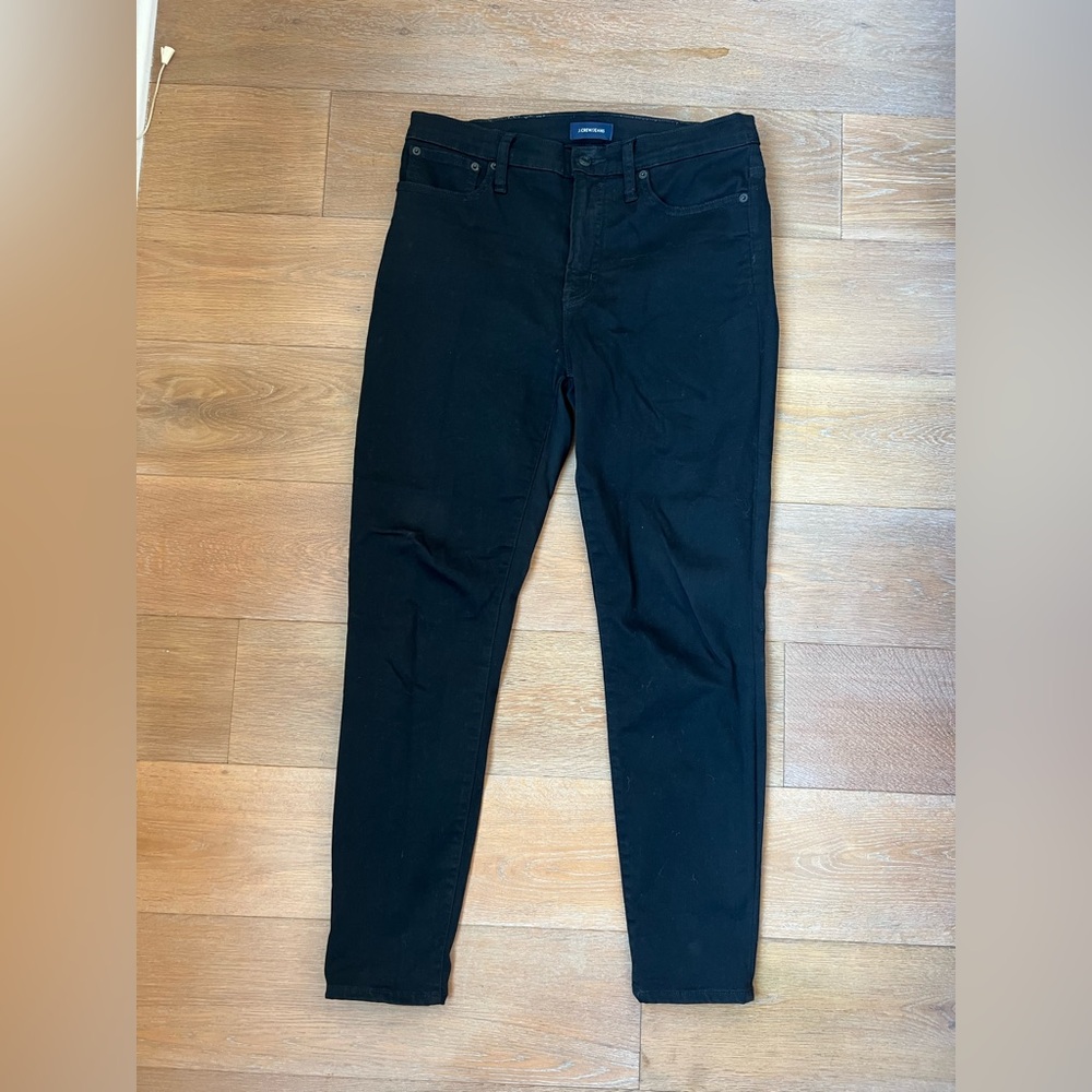 J.Crew Womens 10in High Rise Toothpick Black Jeans size 30